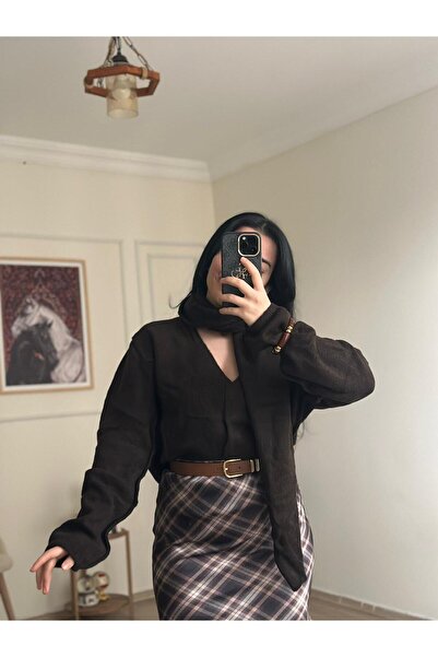 YELZEY BUTİK Atkı Detay Oversize Hırka