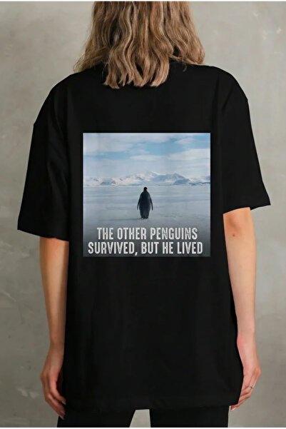 Generic Brand Oversize T-Shirt - Back Printed Survivor Penguin Themed, Philos...