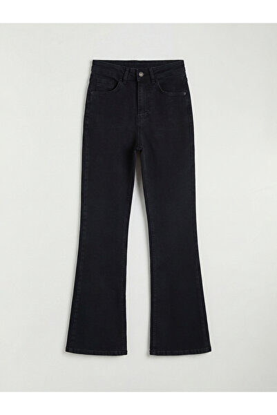LC Waikiki Black high waist flare women's jean pants