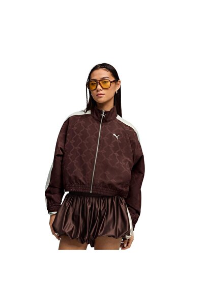Puma 634561-13 T7 Jacquarded Woven Jacket Women's Jacket Brown