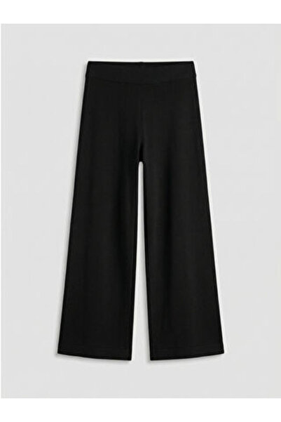 LC Waikiki M1 Season Black Wide Leg Women's Knitwear Pants with Elastic Waist