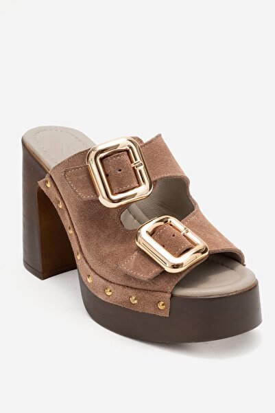 Zeynep Sıradağlı Dean Kadın Hakiki Deri Takunya Terlik Vizon Süet