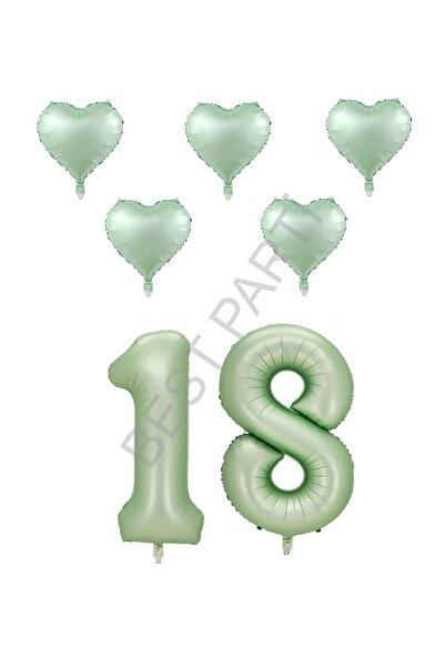 BEST PARTİ Best Green Color 18Th Birthday Foil Balloon Celebration Set
