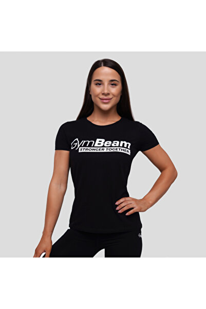GymBeam Tricou negru pentru femei cu mesajul „Împreună, mai puternici”