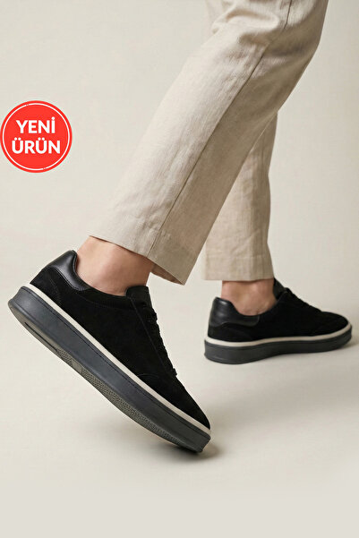 MARSHETTA Aria Model 100% Genuine Suede Leather Black Women's Sneaker Sports ...