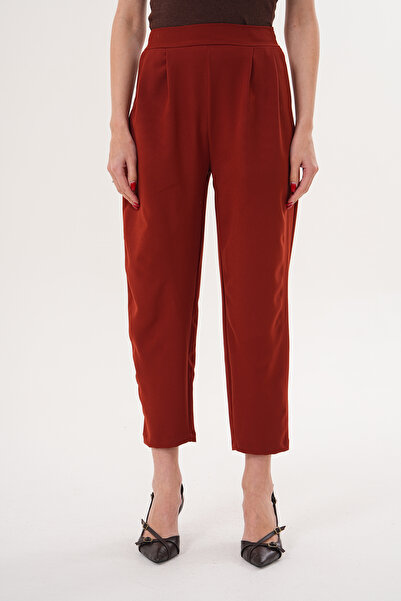 THE WOOW Women's High Waist Pleated Carrot Cut Tile Pants