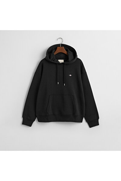 Gant Kadın Siyah Relaxed Fit Kapüşonlu Sweatshirt