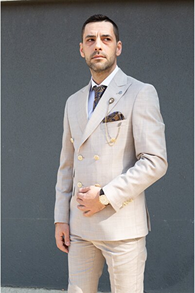 MODALİST ELEGANT MEN'S CREAM SUIT 2 ROWS OF BUTTONS ALY