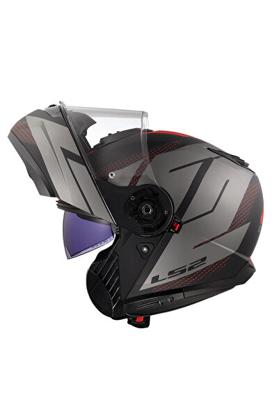 LS2 STROBE 2 CODE MAT SİYAH-GRİ ÇENE AÇILIR KASK