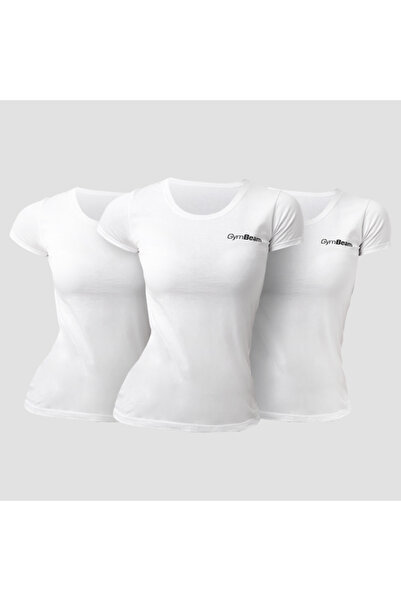 GymBeam Tricou simplu pentru femei, set de 3 bucăți, alb