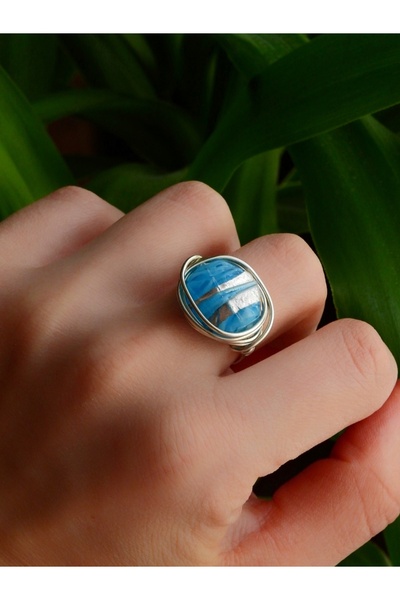 MoonAlina Doğal Hint Akik Taş Yüzük