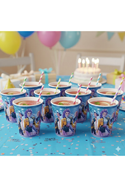 DODOMAR 7,5 cm K-Pop Demon Hunters Huntrix Bardak 8 Adet - Doğum Günü Parti B...