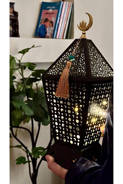 Generic Black metal Ramadan lantern - with built-in light
