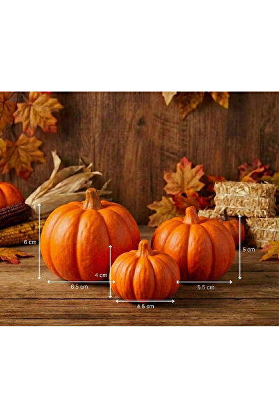 MKC STUDIO Dekoratif 3'lü Mini Bal Kabağı Seti - Halloween Cadılar Bayramı ve...