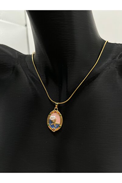 staınless steel Deniz yıldızı inci detaylı Çelik kolye