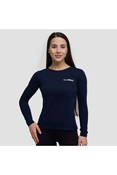 GymBeam Tricou simplu cu mânecă lungă pentru femei, bleumarin