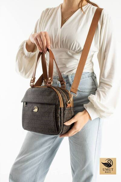 Çanta Trend Monogram Faux Leather Women's Hand Shoulder and Crossbody Bag