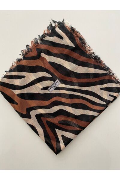 Eyfel İnce Zebra Desen Tülbent Yazma