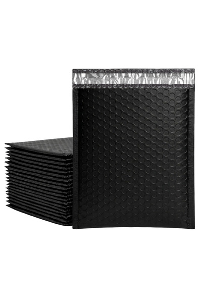 Hzr Ambalaj Balonlu Kargo Poşeti 15 x 20 + 5 cm - Siyah - Kapak Bantlı 25 ADET