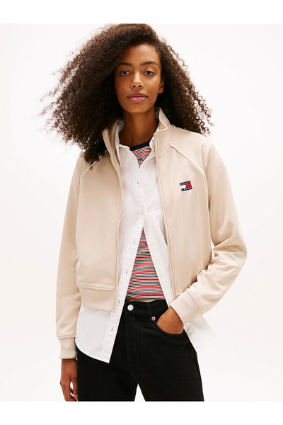 Tommy Hilfiger TJW Amblemli Eşofman Üstü Kadın Bej Sweatshirt DW0DW21930ABY