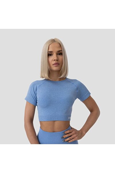GymBeam Top scurt FLO albastru pentru femei