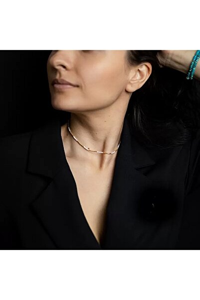 Ezera Colier cu cuarț roz, elegant choker cu piatră solară și semințe Miyuki,...