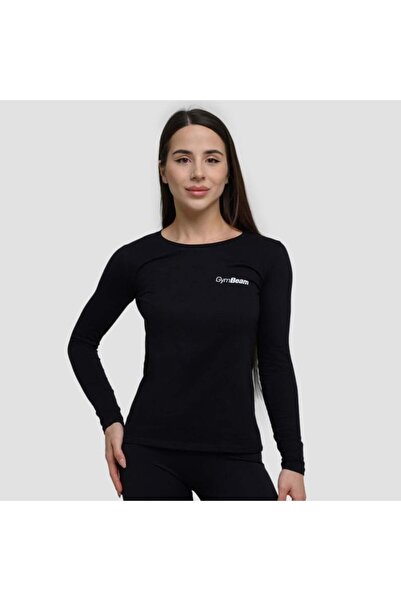 GymBeam Tricou simplu cu mânecă lungă pentru femei, negru