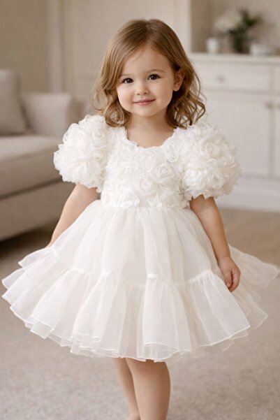 lunavella Kız Çoçuk Abiye Balon Kollu Doğum Günü, Düğün ve Özel Gün Elbisesi