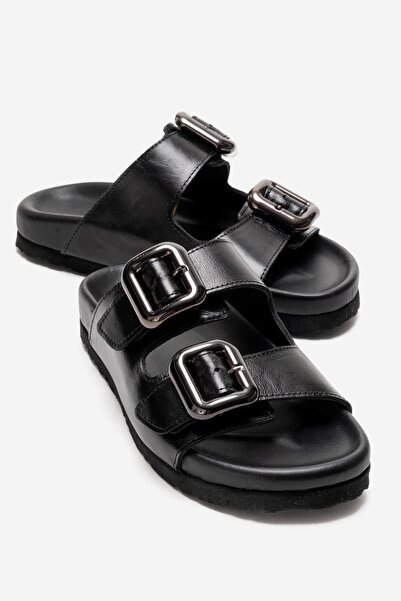 Zeynep Sıradağlı Lusino Women's Genuine Leather Slippers Black