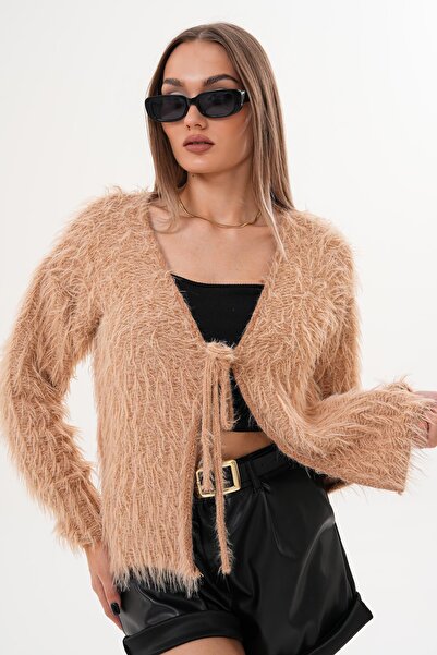 mahira collection Jachetă elegantă din tricotaje cu pene, cu legături, pentru...