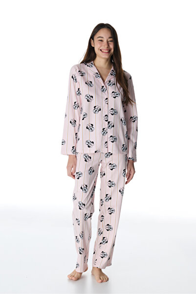 Penti Pearl Pink Lic Minnie Shirt Pants Pajama Set