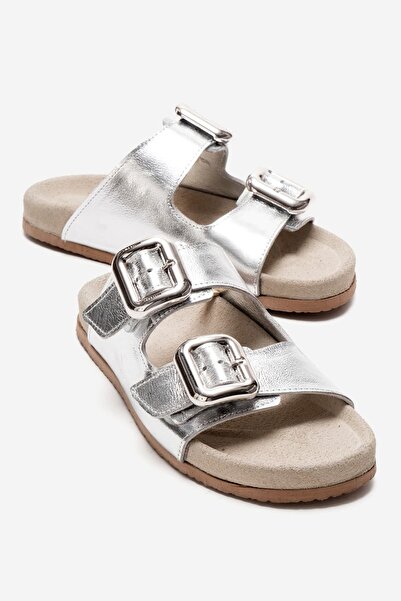 Zeynep Sıradağlı Lusino Women's Genuine Leather Slippers Lame