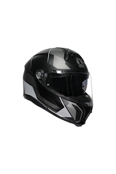 AGV Perception Matt Black Silver Çene Açılır Kask