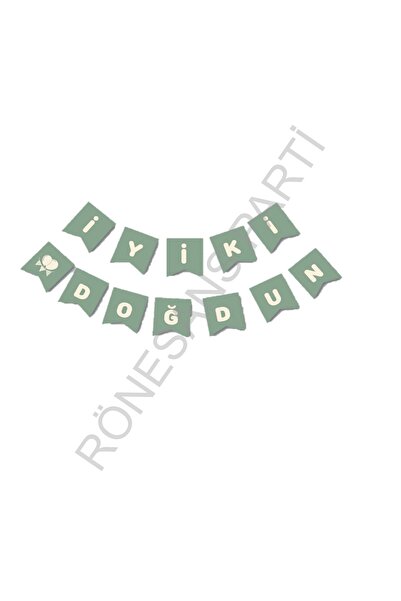 RÖNESANS PARTİ Rönesans Happy Birthday Written Mold Green Color Banner