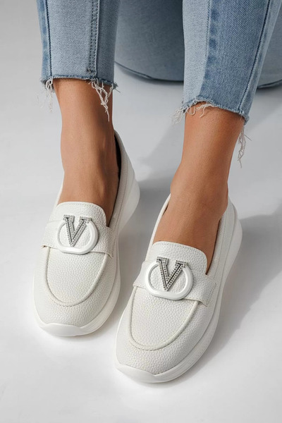 Zaira Women's casual white shoes made of eco-leather Nancy #24269 - 40