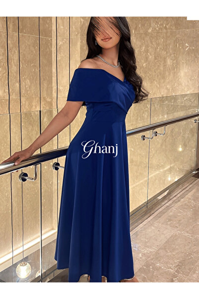 Ghanj Fashion فستان ميدي كريب