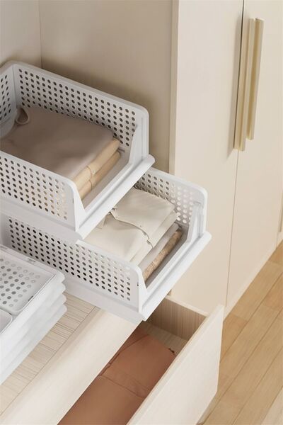 Bayev 3 Pieces 3008 White Multi-Purpose Sliding Shelf In-Cabinet Clothing and...