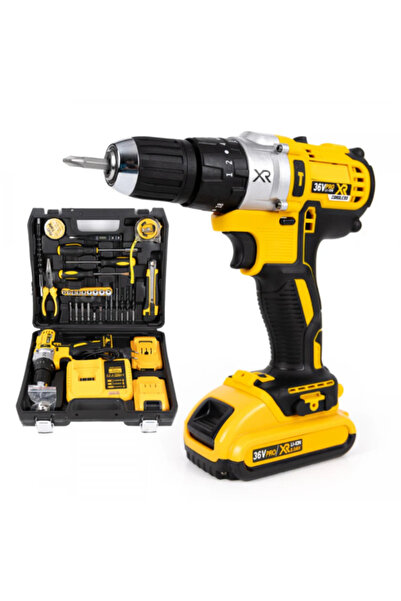 NO BRAND Trusa Bormasina 36V cu 2 Acumulatori si Incarcator + 37 Accesorii