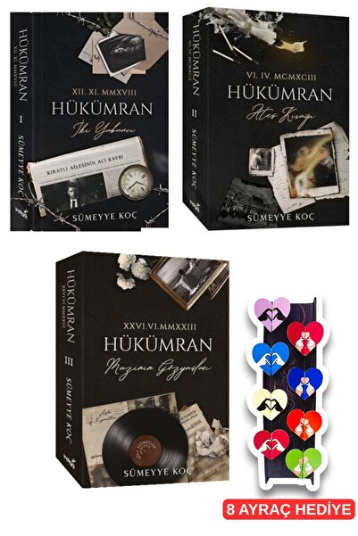 İndigo Kitap Hükümran 3 Kitap Set (Karton Kapak)8'li Özel Tasarım Kalp Ayraç ...