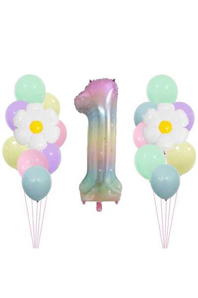 ÇITIPITISTORE Σετ μπαλονιών σε χρώμα μακαρόν με μπαλόνια από αλουμινόχαρτο Daisy