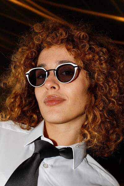 Angel Eyes White Frame Black Glass Unisex Sunglasses