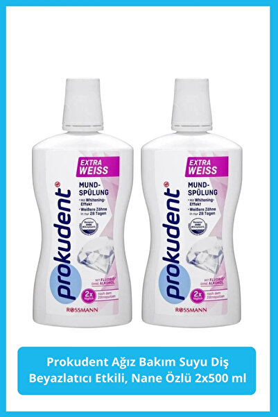 prokudent Ağız Bakım Suyu Diş Beyazlatıcı Etkili, Nane Özlü 2x500 ml