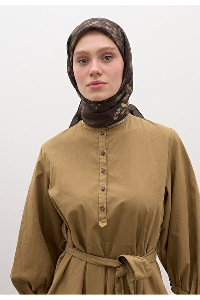 Freshscarfs Φουλάρι από βαμβάκι και βισκόζη με σχέδιο Φθινοπωρινή Αύρα, Καφέ