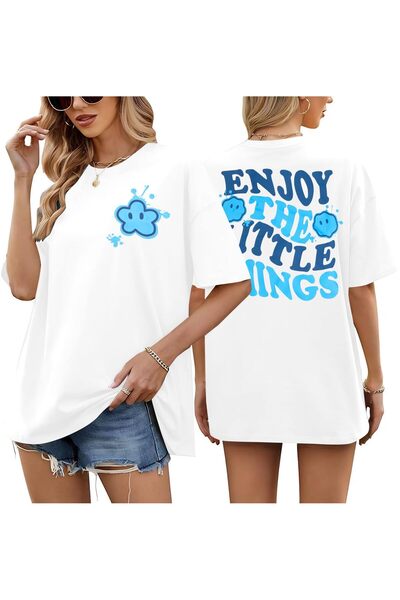 NANYUAYA Women's T-Shirt, Oversize, Short Sleeve, Cotton, Text Print, Casual,...