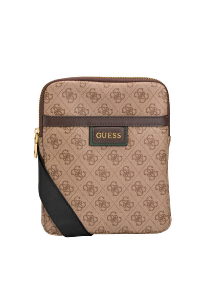 Guess Guess, Vezzola, Τσάντα Χιαστί από Υφασμάτινο Πέδιλο, Καφέ, 19 x 24 x 2c...