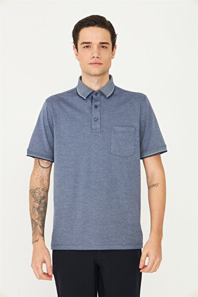 White Stone Navy Polo Collar T-Shirt