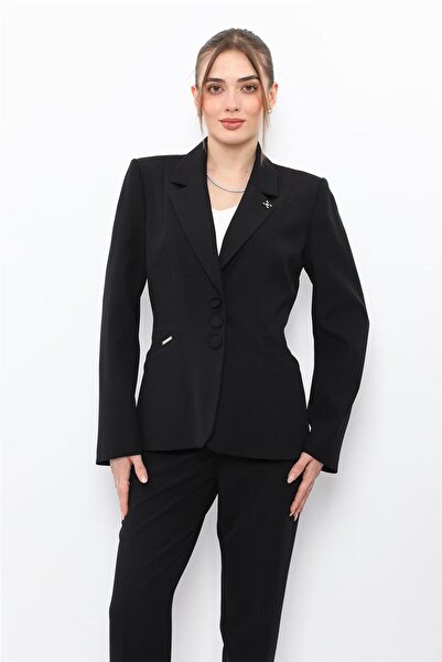 ÖNDER ÖZSOY Jacket Modern Women's Jacket with Collar Pockets -Black