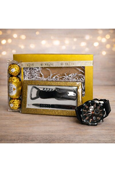 velve Set cadou bărbați premium – ceas Ulysees, Ferrero Rocher, pix elegant κ...