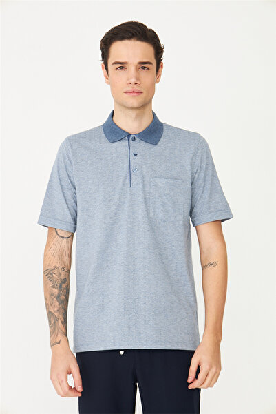 White Stone Indigo Polo Neck T-Shirt