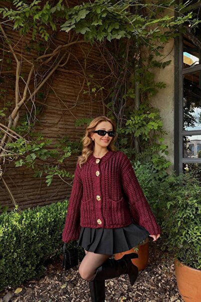 Luna Wear Thick Cardigan with Large Buttons